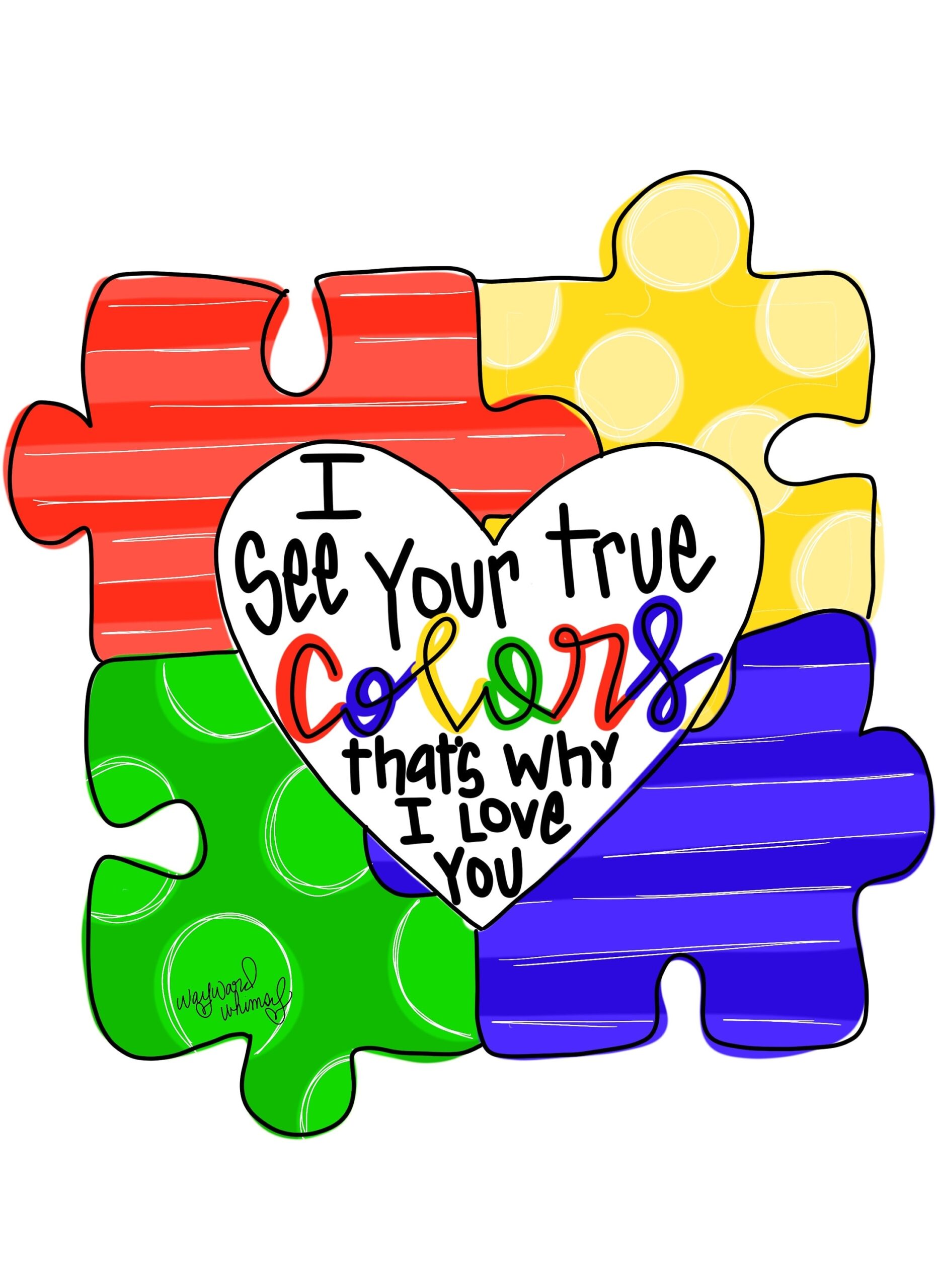 Autism Support Autism Awareness Puzzle Door Hanger Downloadable File Printable Template Etsy