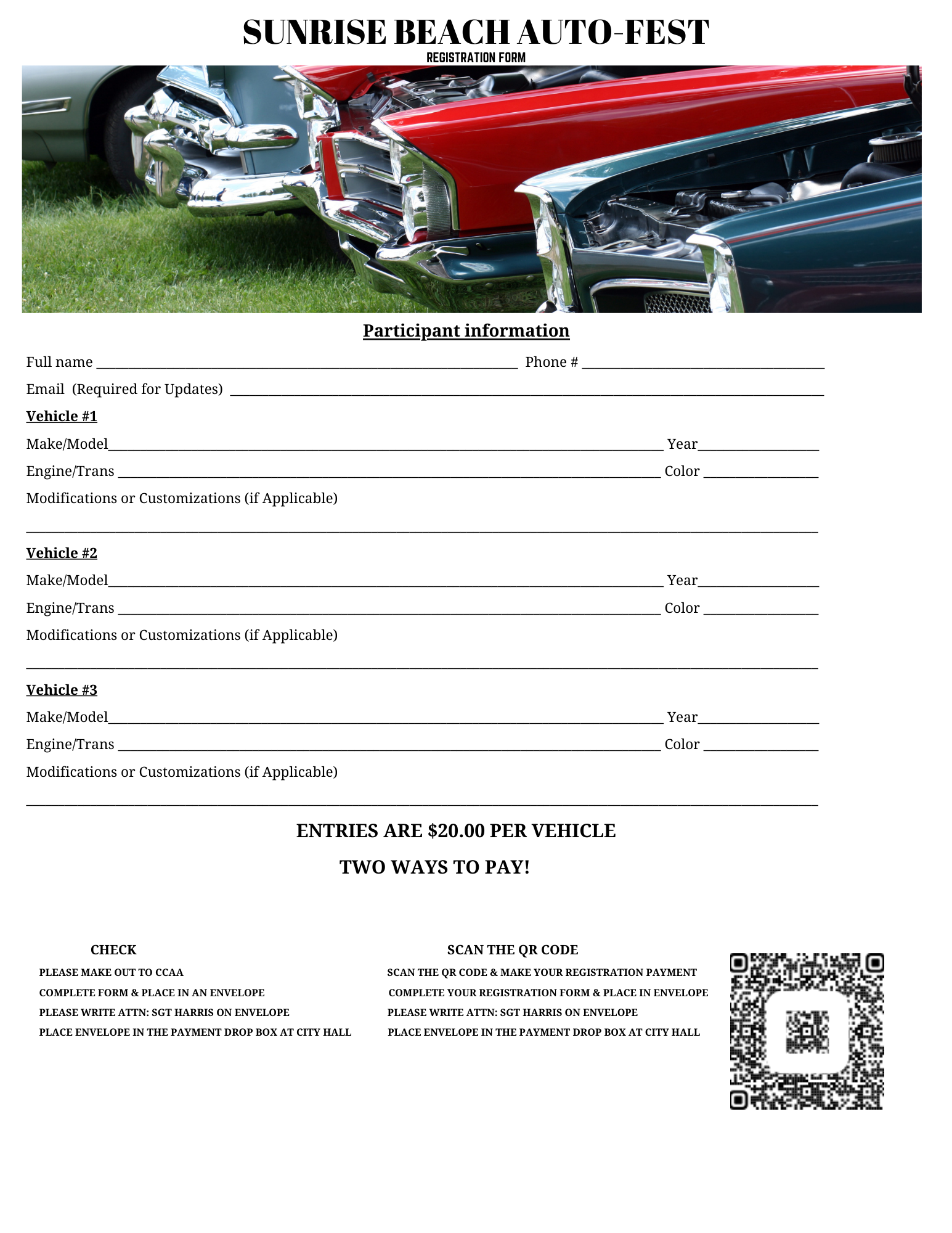 printable car show registration form template