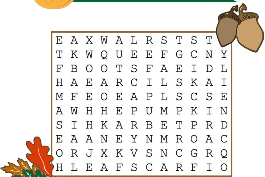 Autumn Word Search For Kids