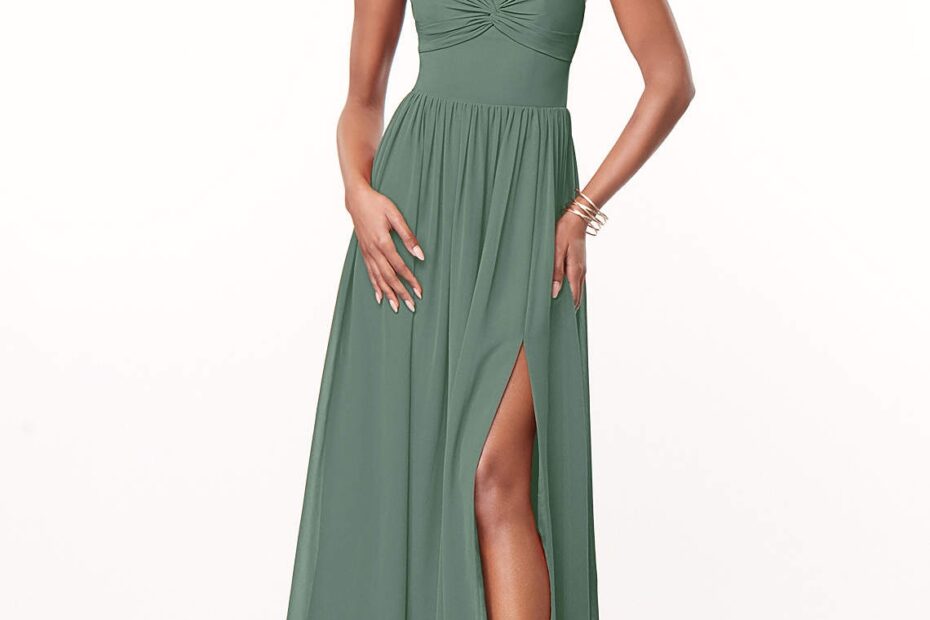 Azazie A Line Princess V Neck Floor Length Chiffon Bridesmaid Dresses Eucalyptus
