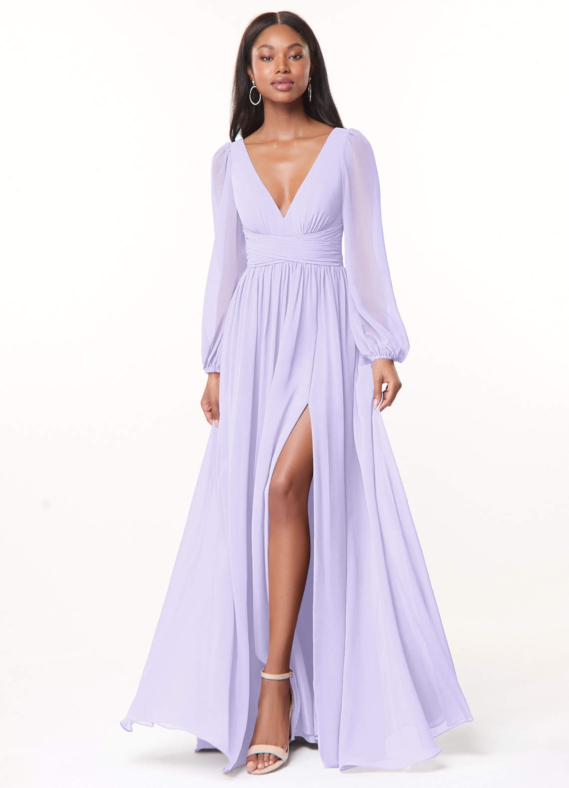Azazie A Line Princess V Neck Floor Length Chiffon Bridesmaid Dresses Lilac