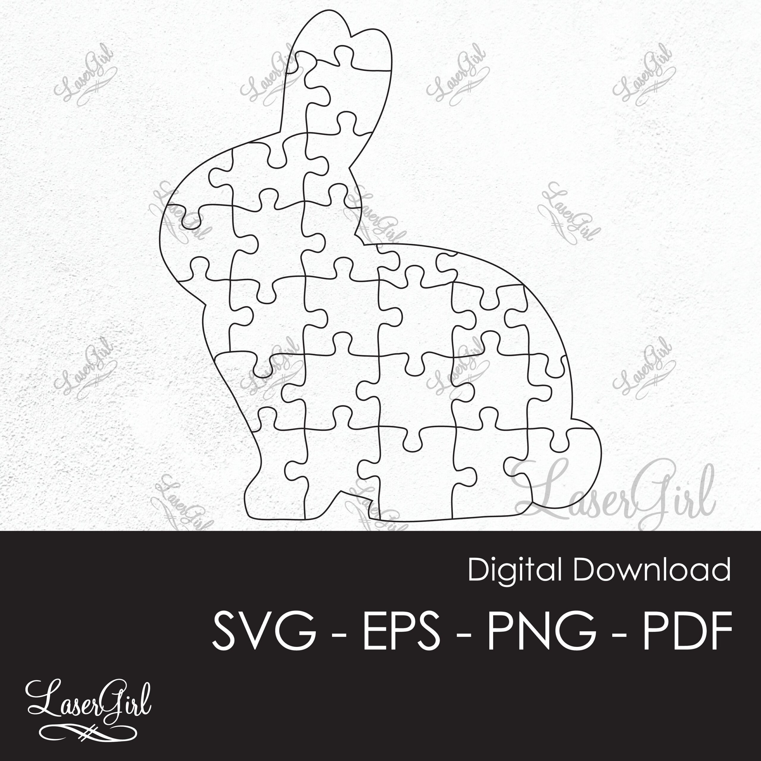 Baby Bunny Rabbit Puzzle SVG Etsy