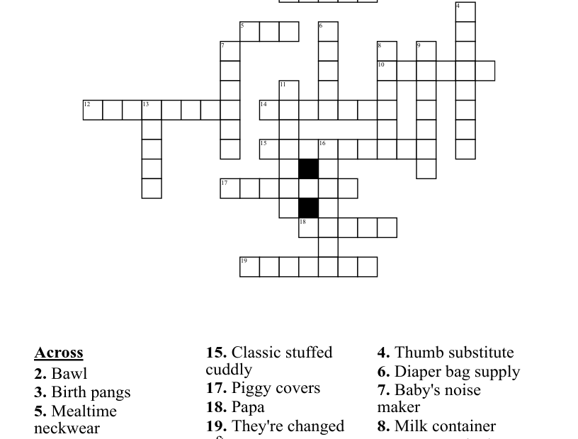 Baby Shower Crossword WordMint