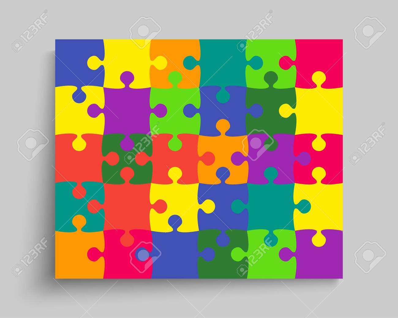 Background Made With 30 Colour Pieces Puzzle Vector Rectangle Banner Jigsaw Template With Particles Details Tiles Parts Frame Pattern For Education And Presentation With Element Piece Puzzle Royalty Free SVG Cliparts Vectors 