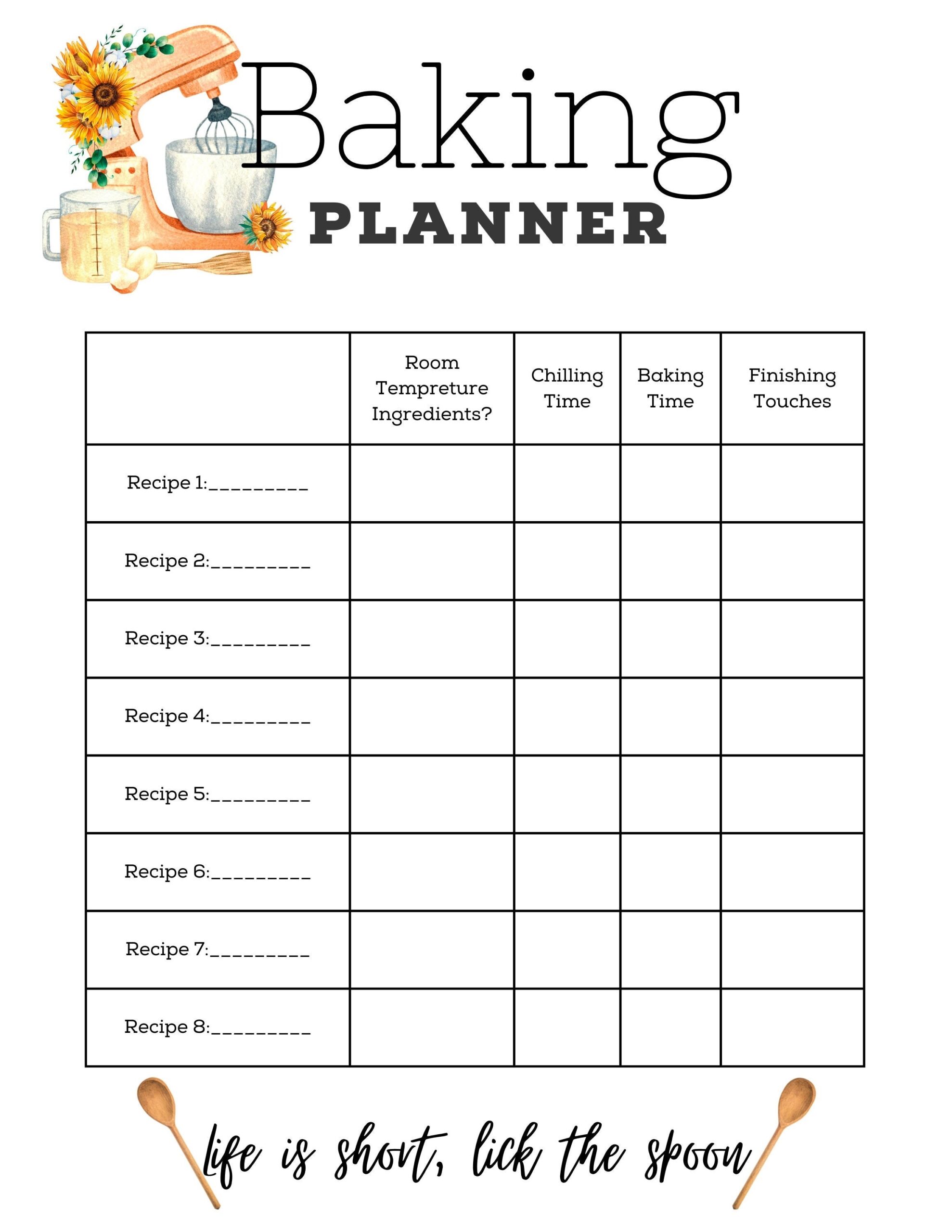 Baking Planner Version 2 Etsy