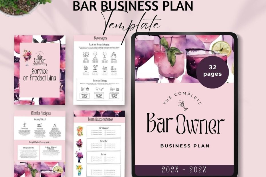 Bar Business Plan Template Cocktail Lounge Business Planner Wine Bar Restaurant Marketing Proposal Liquor Startup Workbook Editable Canva Etsy