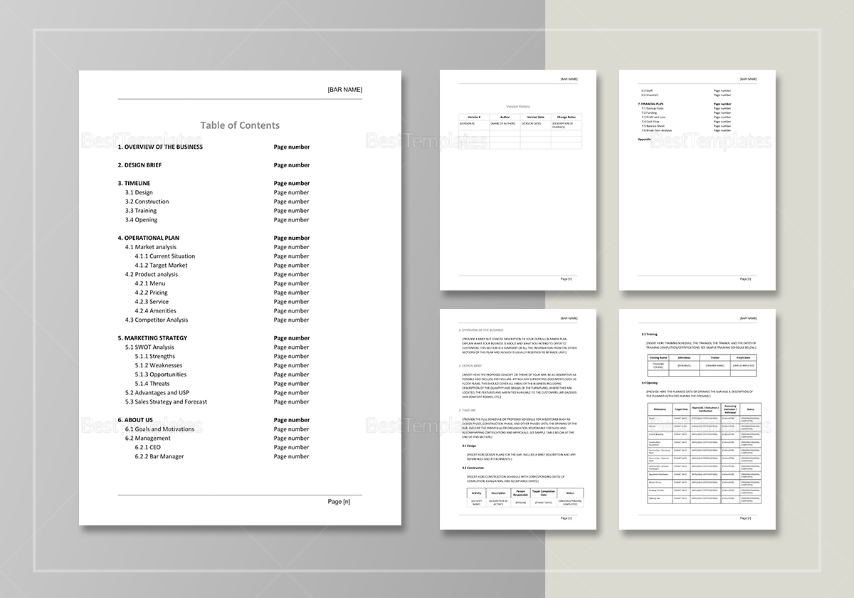 wine bar business plan template