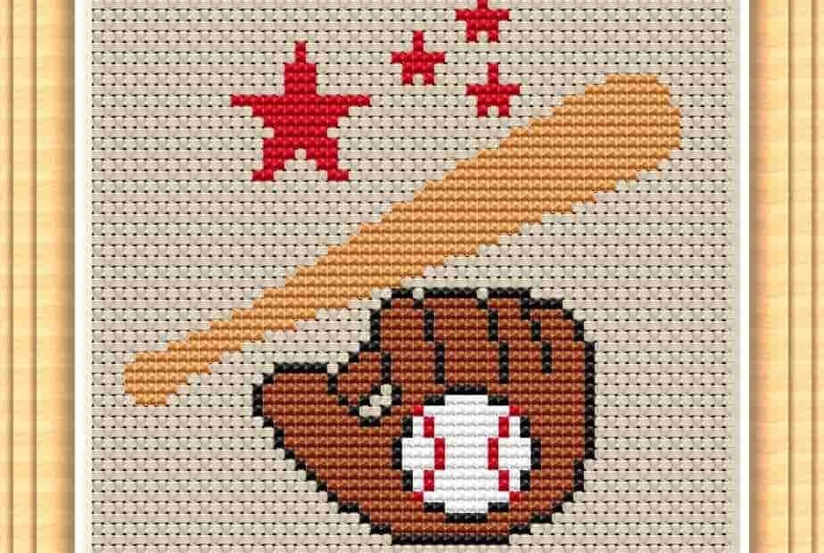 BASEBALL FREE AND EASY PRINTABLE CROSS STITCH PATTERN Free