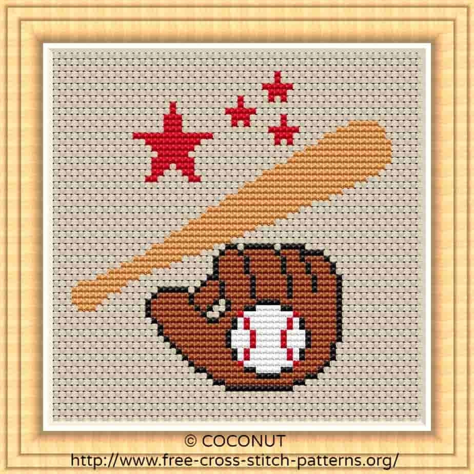 BASEBALL FREE AND EASY PRINTABLE CROSS STITCH PATTERN Free 