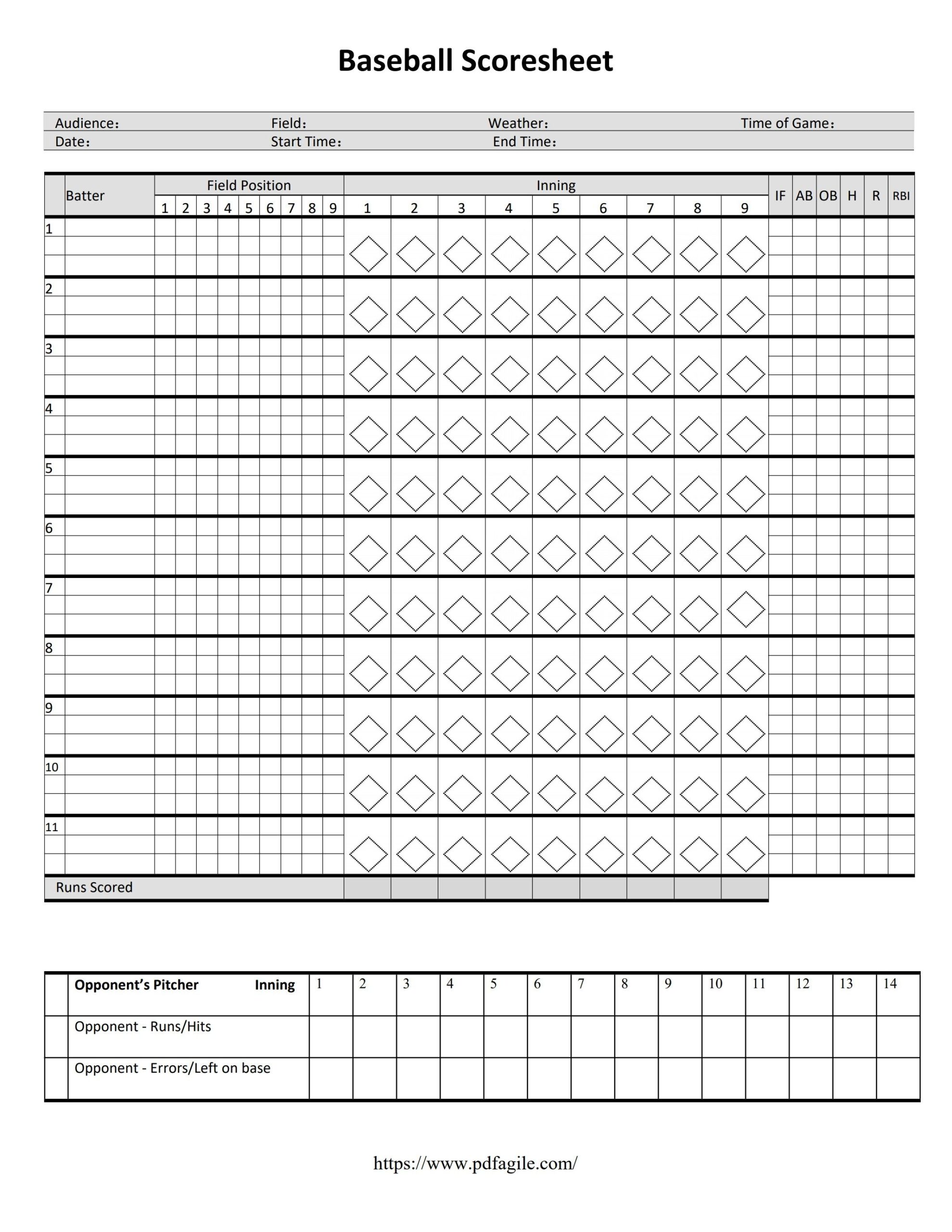 baseball scorecard template printable
