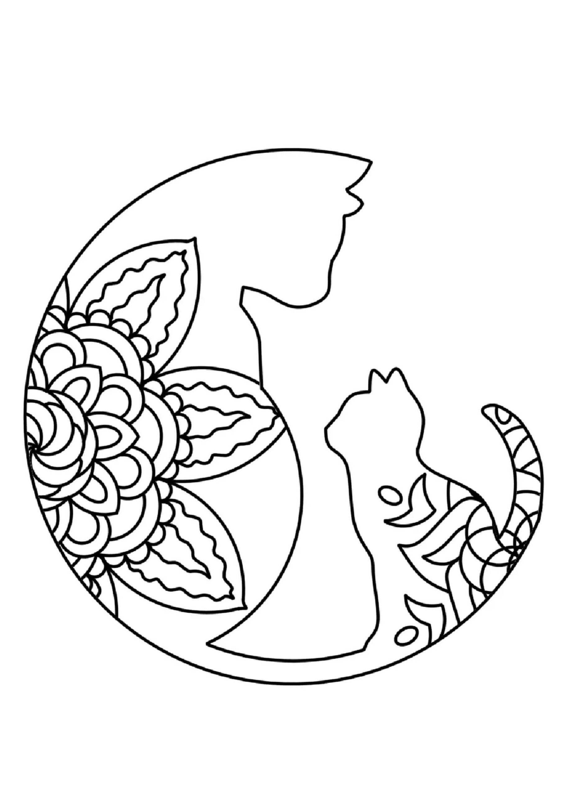 Basic Cat Sitting Mandala Coloring Page Download Print Or Color 