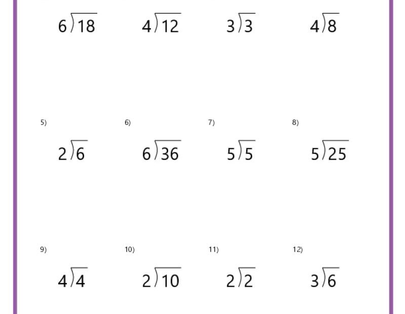 Basic Division Worksheets