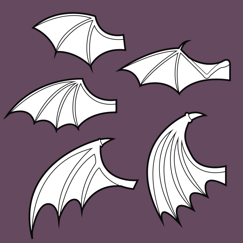 Bat Wings Template Collection 5 Wing Shapes