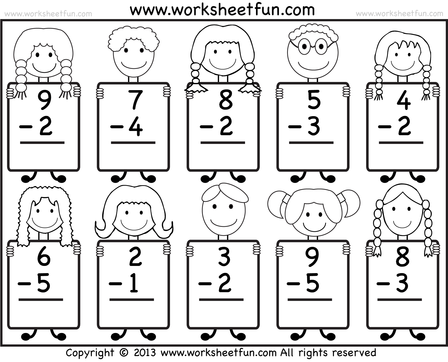 kindergarten math worksheets subtraction