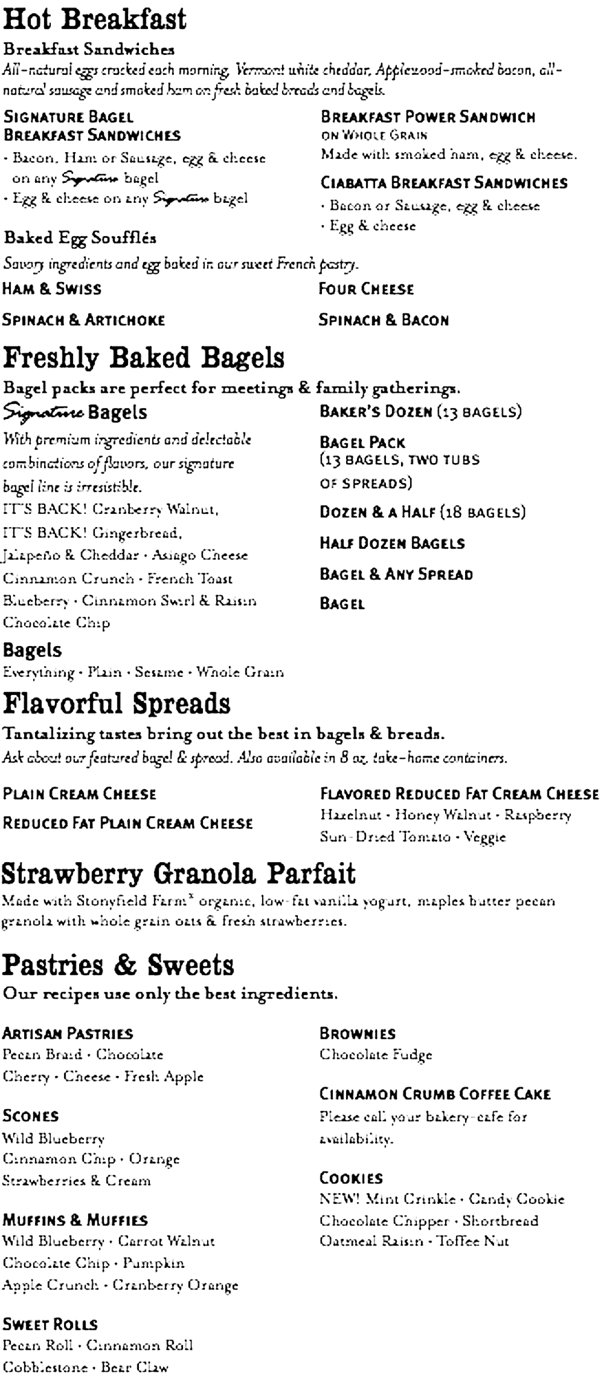 BerkshireMenus Panera Bread