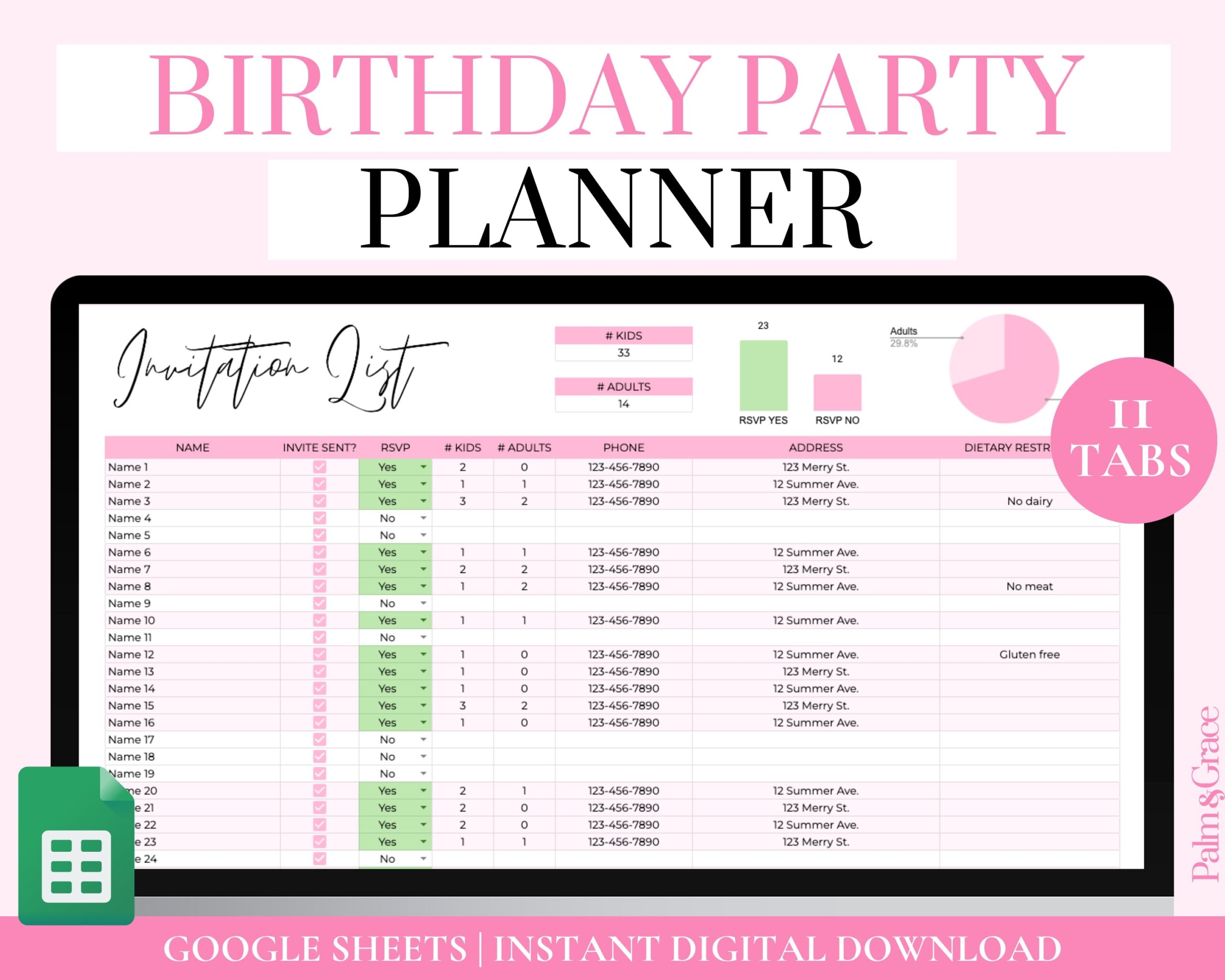 party planning template google docs