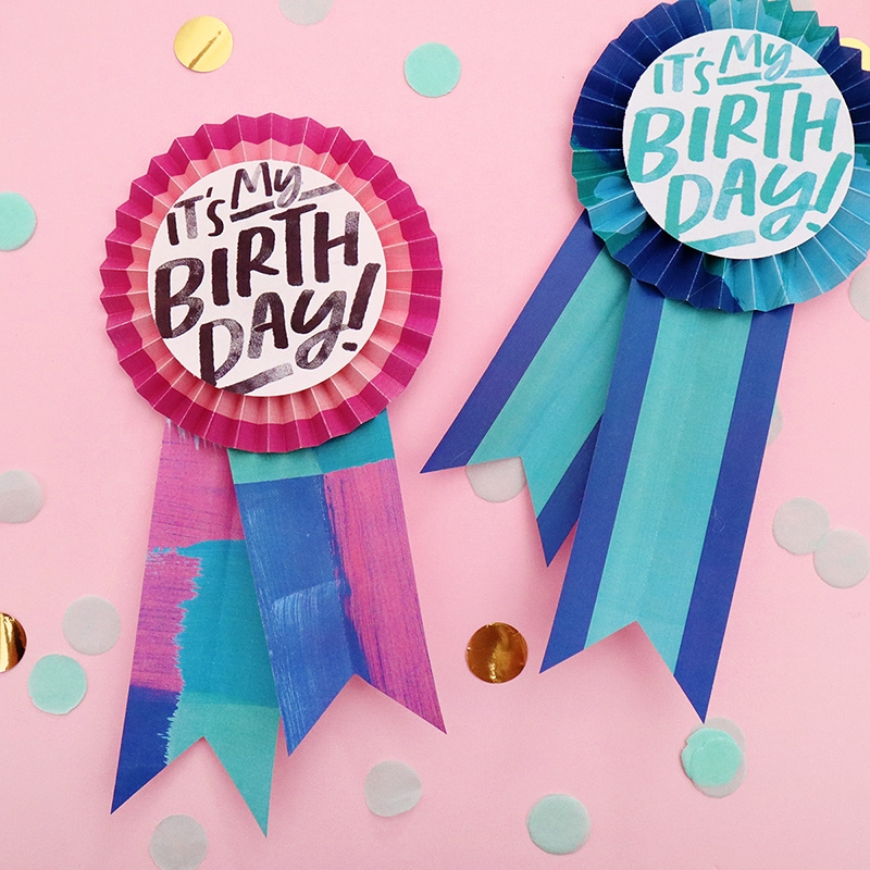 Birthday Rosette Badge Free Printables DIY Paper Buttons Persia Lou