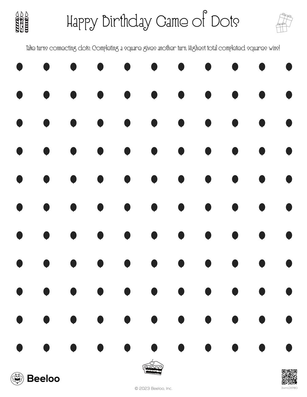 Birthday themed Dots And Boxes Games Beeloo Printable Crafts And Activities For Kids