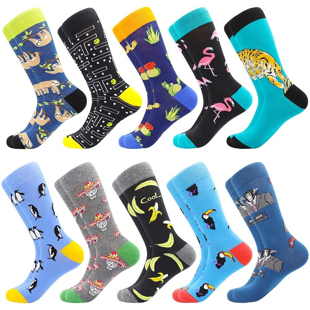 BISOUSOX Men s Novelty Socks Men s Fun Dress Socks Colorful Funky Fancy Crazy Funny Casual Socks For Men