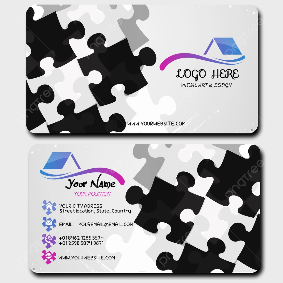 Black And Gray Puzzle Business Card Template Download On Pngtree