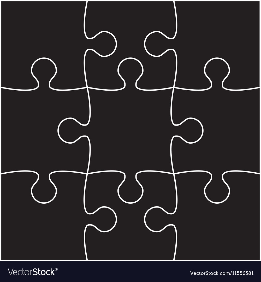 Black Puzzles Piece Jigsaw 9 Pieces Royalty Free Vector