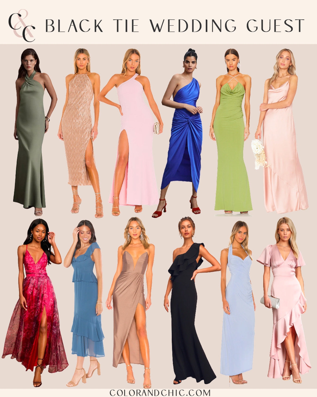 Black Tie Wedding Guest Dresses Color U0026 Chic