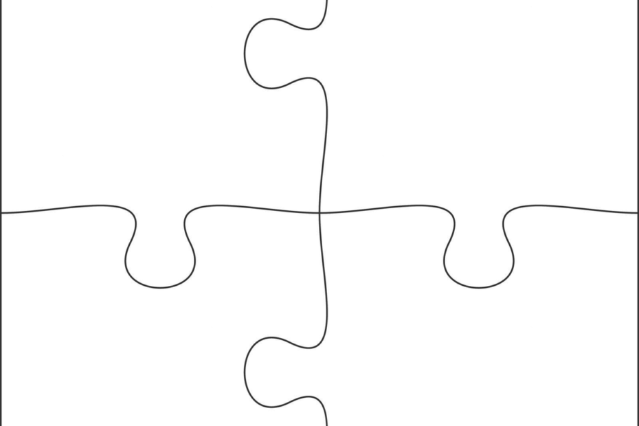Blank 2x2 Jigsaw Template With Single Shape Pieces Vector Template Download On Pngtree