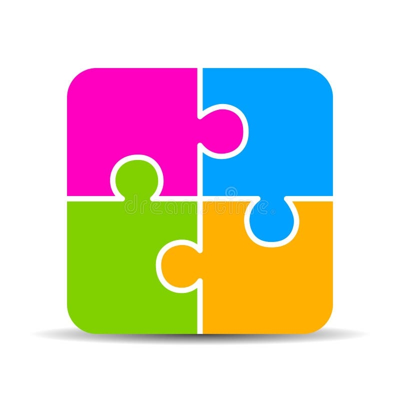 4 pieces puzzle template