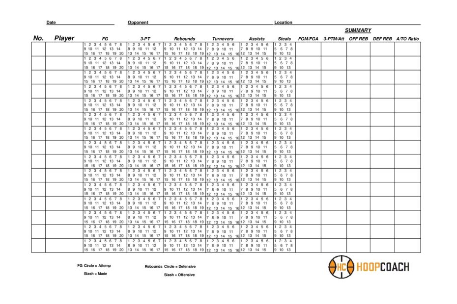 Blank Basketball Stat Sheets Hoop Coach