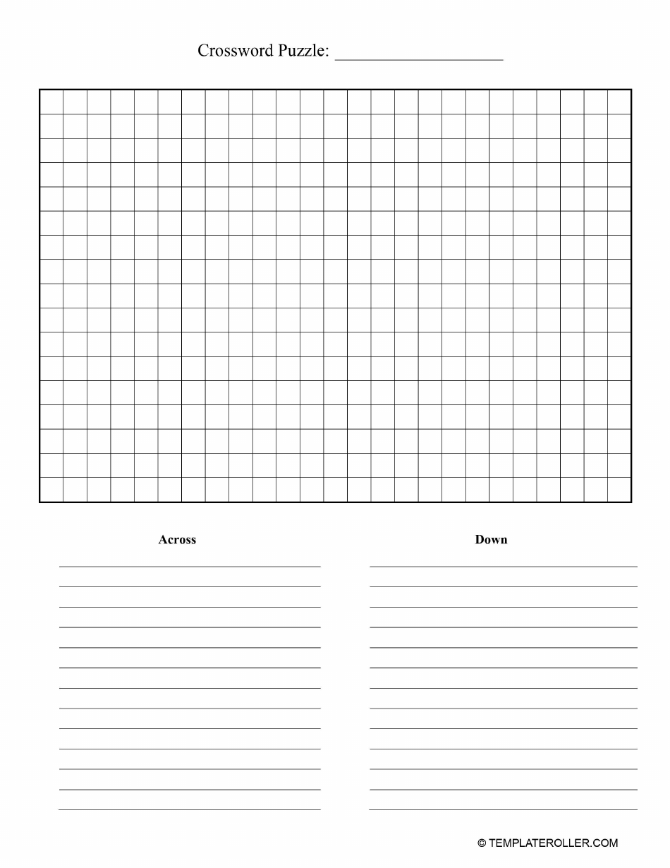 crossword puzzle template excel