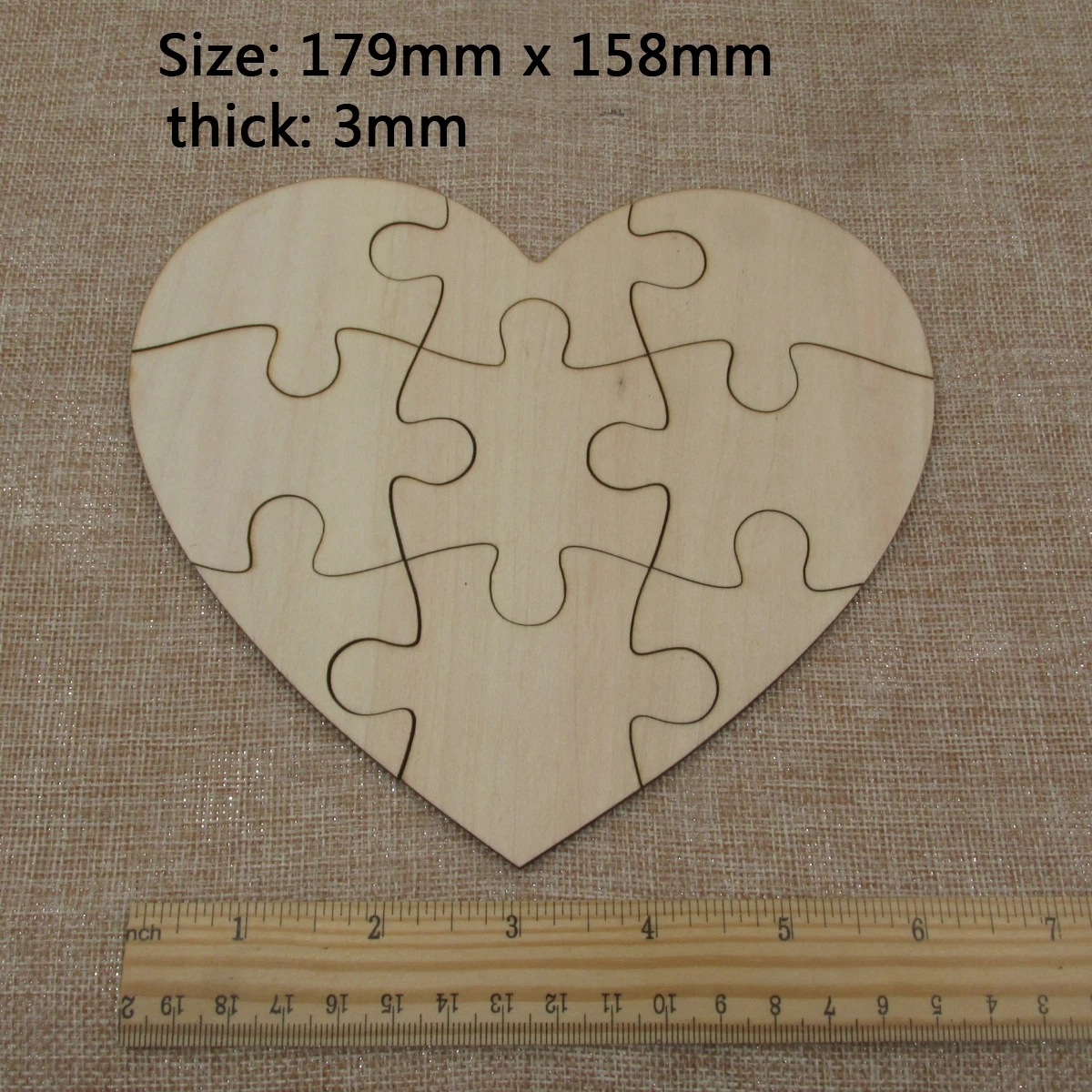 Blank Heart Shape Wooden Puzzle Laser Cut Unfinished Wood 