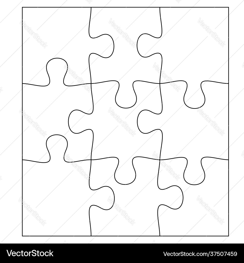 Blank Jigsaw Puzzle 9 Pieces Simple Line Art Vector Image