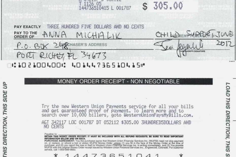 Blank Money Order Western Union Worksheets Library