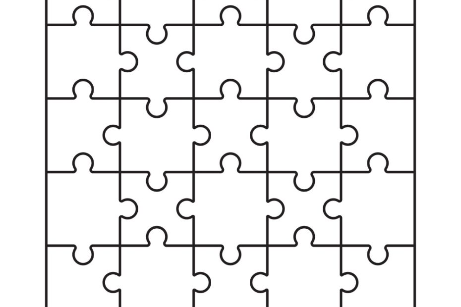 Blank Puzzle Grid Template Royalty Free Vector Image