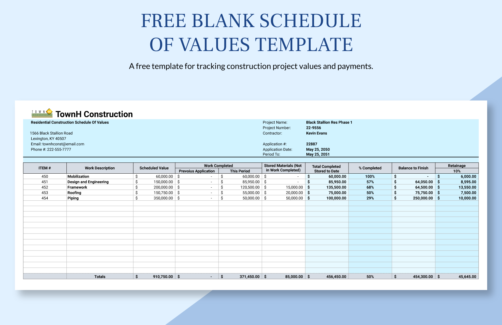 Blank Schedule Of Values Template In Excel Google Sheets Word 