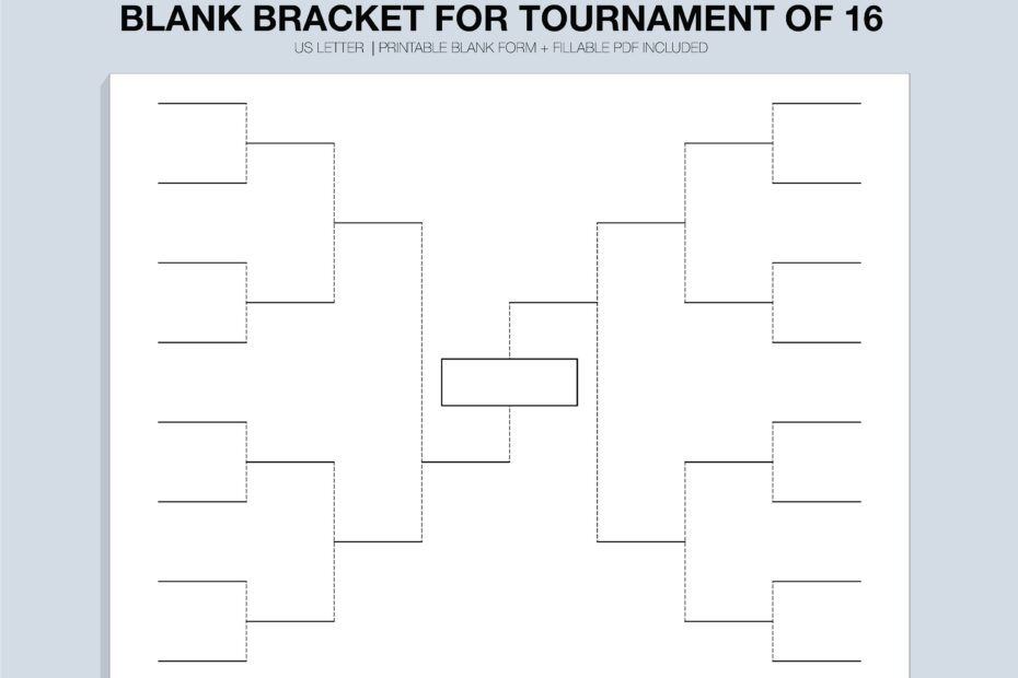 Blank Tournament Bracket Printable Fillable PDF Single Elimination Etsy