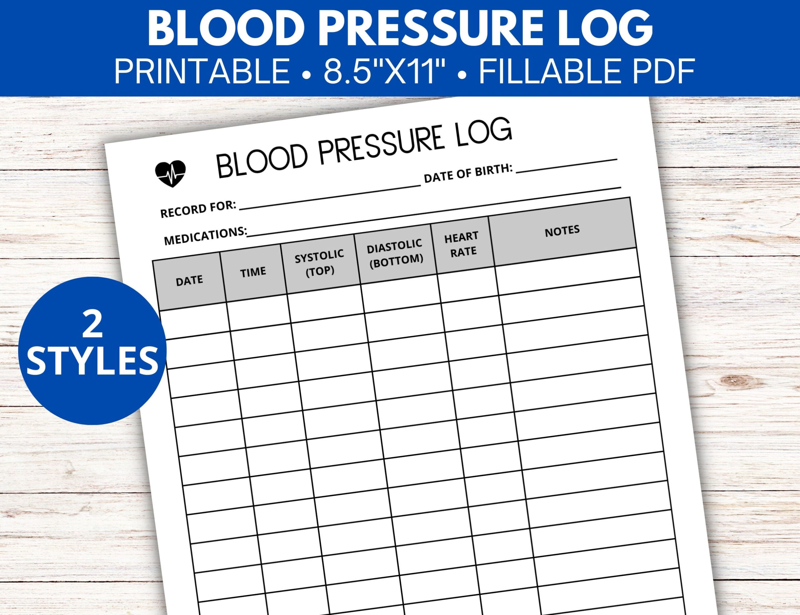 blood pressure log free printable