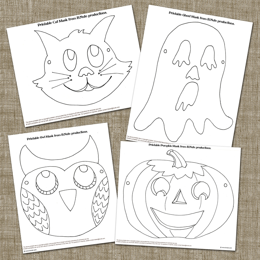 Bnute Productions Old Fashioned Halloween Party Printable Halloween Mask Art Activity
