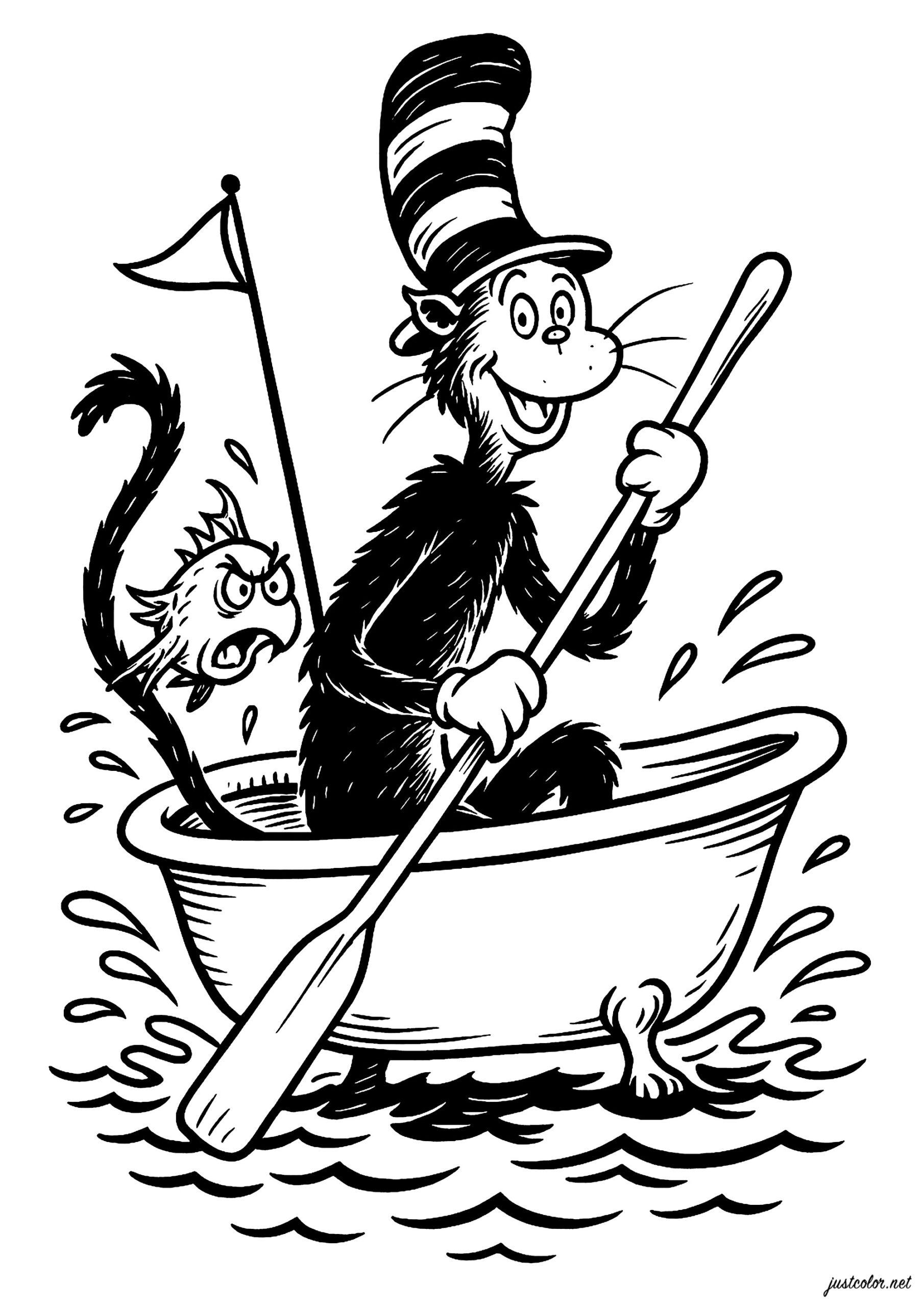 coloring cat in the hat