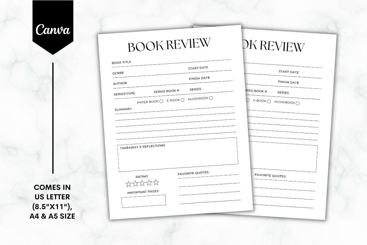 printable reading journal template