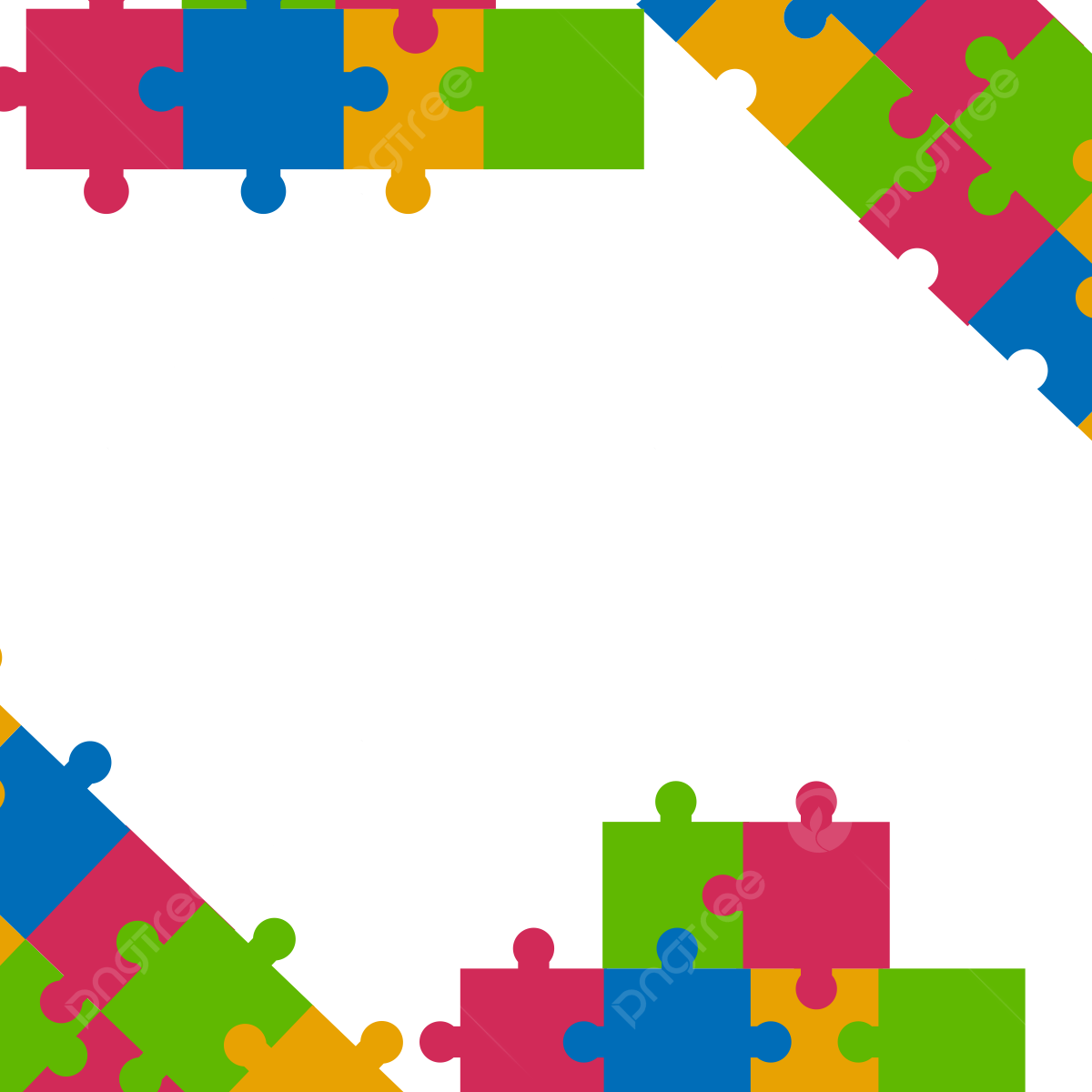 Border Of Colorful Puzzle Pieces Puzzle Piece Border PNG And Vector With Transparent Background For Free Download