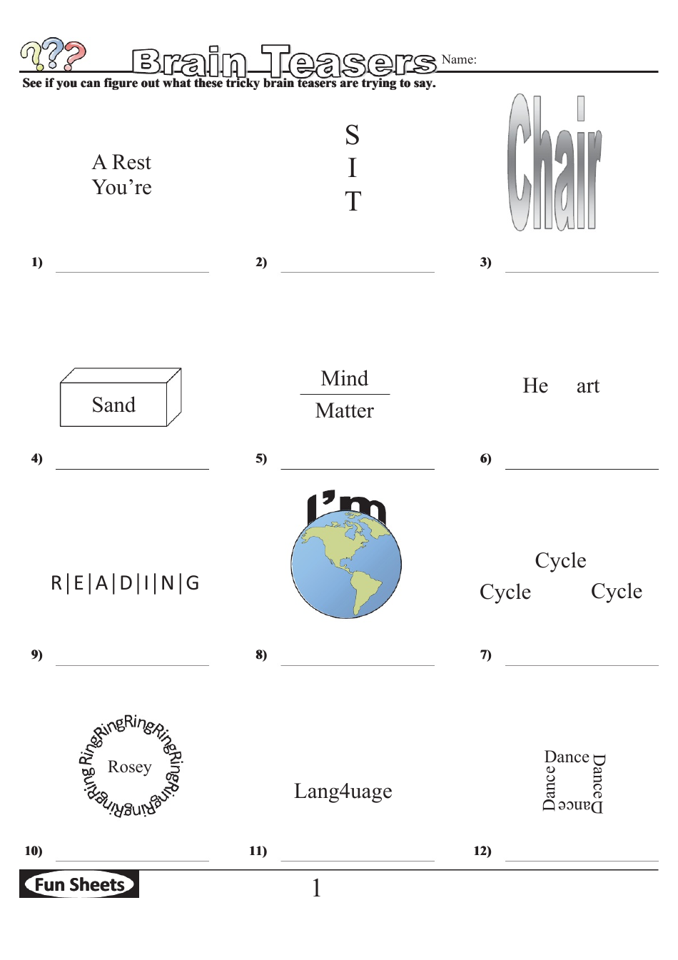 Brain Teasers Logic Puzzle Template With Answer Key Download 