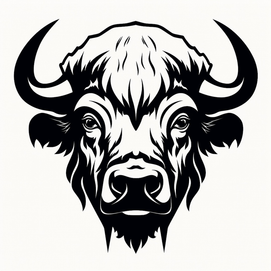 Buffalo Black Line Clip Art Printable Simple Wild Buffalo Decal For Sticker Stencil Logo Tattoo Woodburning Cricut Diy Etsy