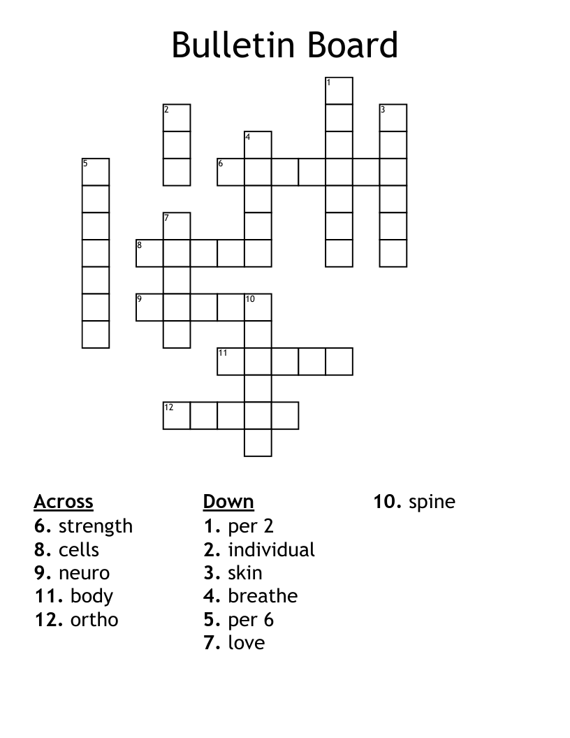 Bulletin Board Crossword WordMint