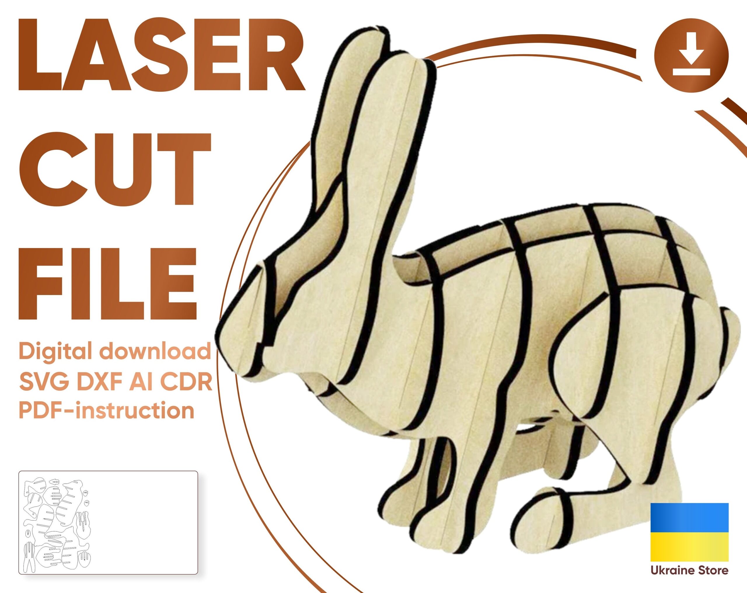 Bunny 3d Puzzle SVG Laser Cut File Easter Laser File Digital Plan Etsy
