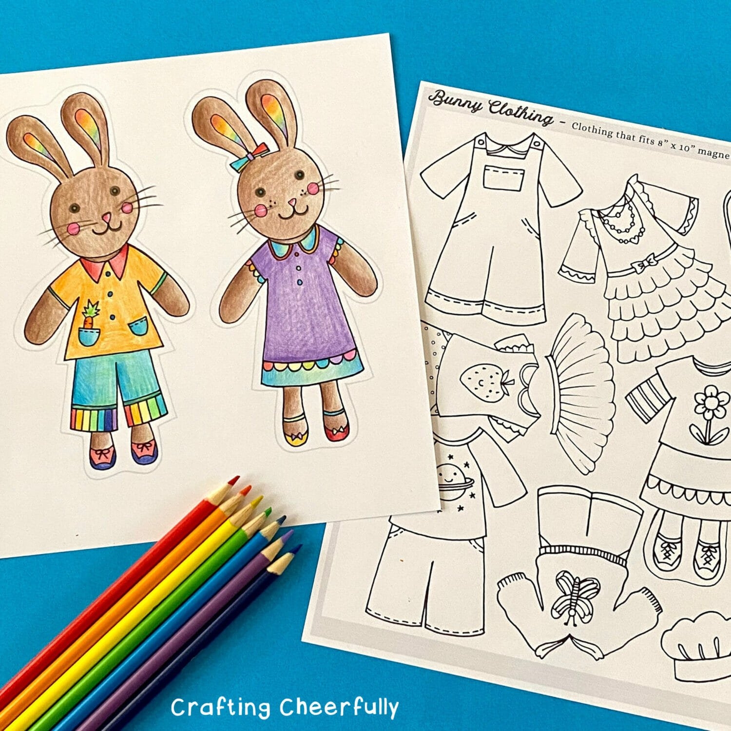 Bunny Paper Doll Coloring Pages Free Printables Crafting 
