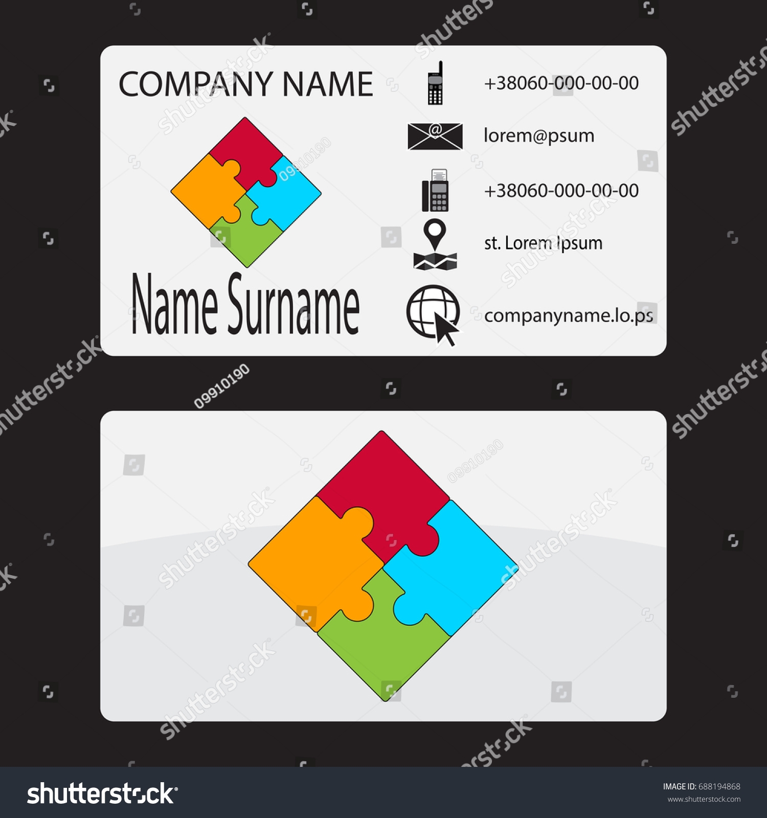 Business Card Puzzle Logo Business Card Stock Illustration 688194868 Shutterstock