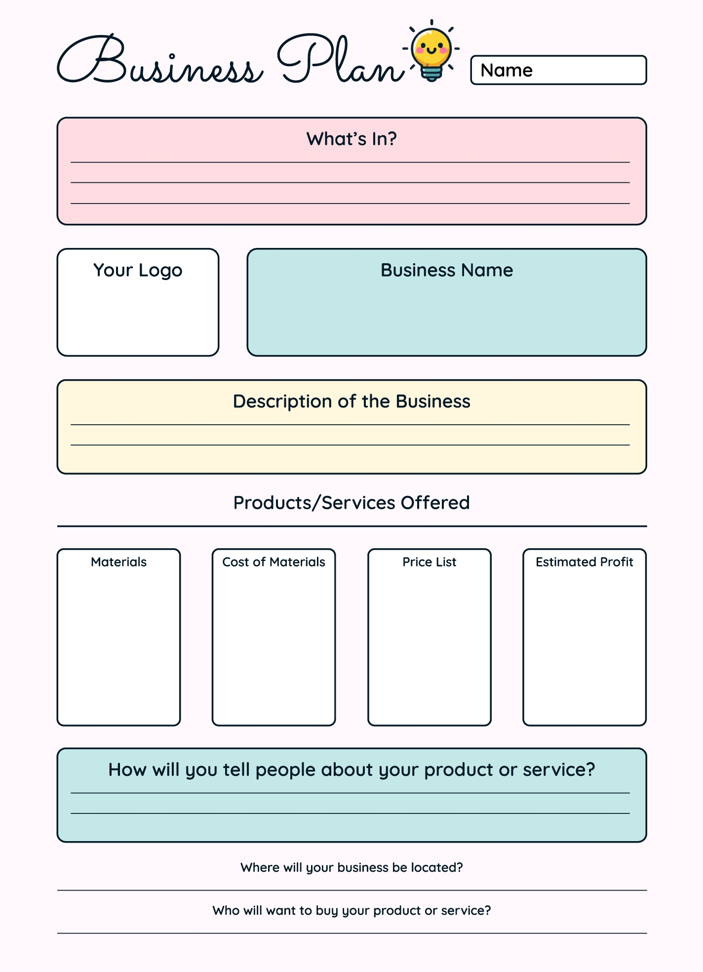Business Plan For Kids Free Google Docs Template Gdoc io