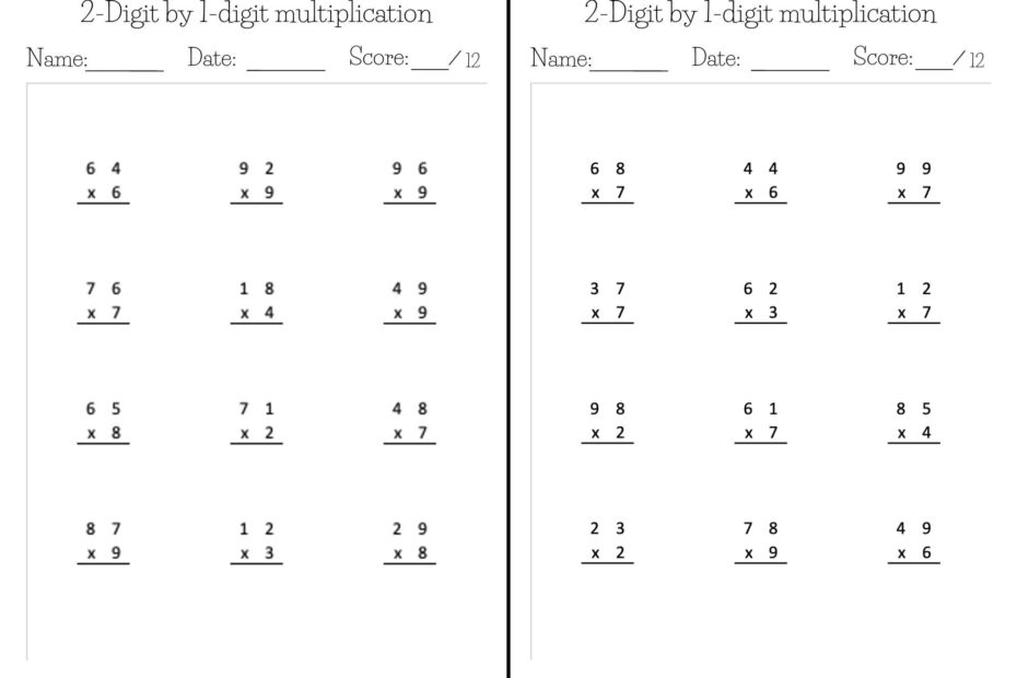 Buy Kumon like Math Worksheets Exercise Pages In PDF 2 digit By 1 digit Multiplication Online In India Etsy