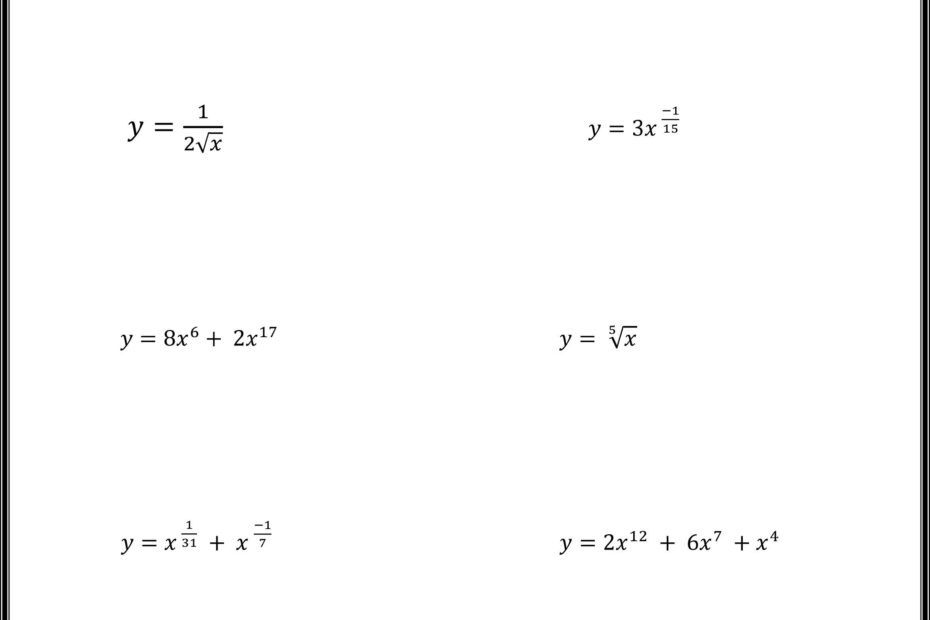 Calculus Worksheets Basic Concepts In Differentiation And